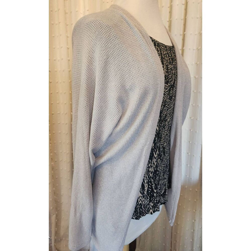 C35 Jolie pale gray open front waffle knit sweater Cardigan